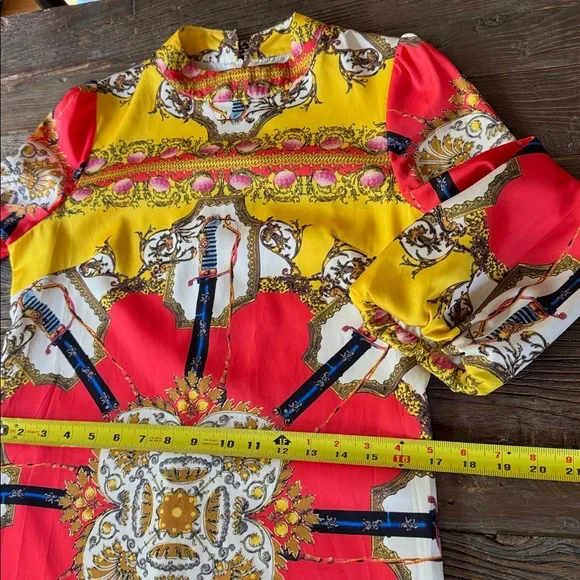 Dolce & Gabana 2011 vintage silk sheath dress swords and filigree - Picture 14 of 16